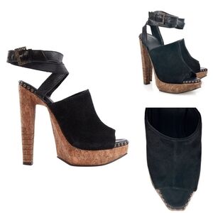 HERVE Leger suede & cork heels size 7